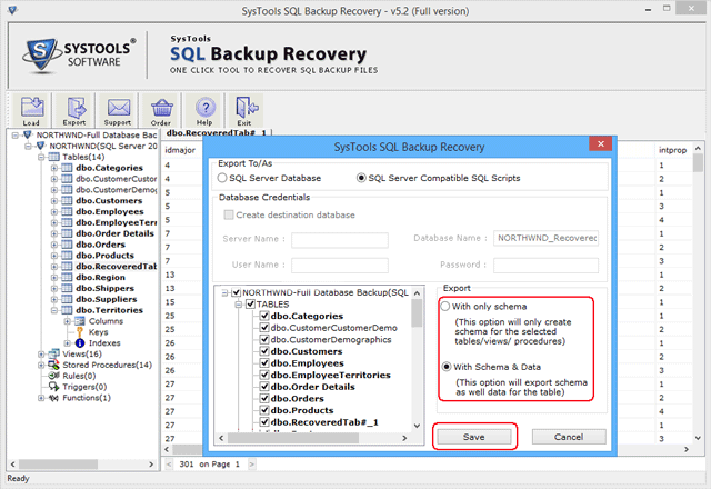 export deleted records from sql bak file