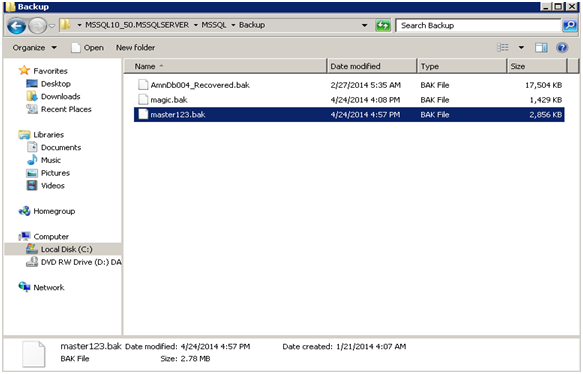 backup file path