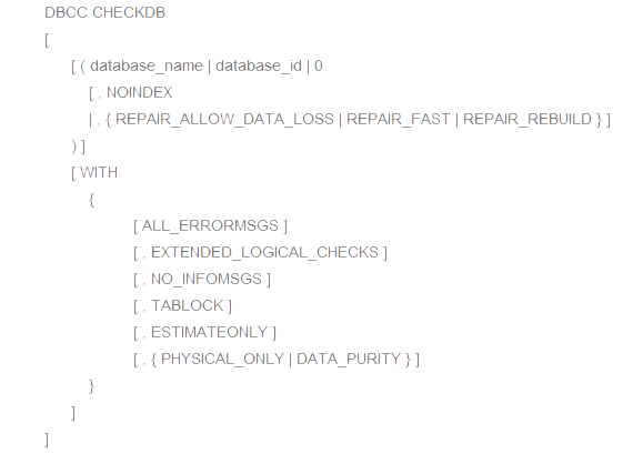 dbcc checkdb command