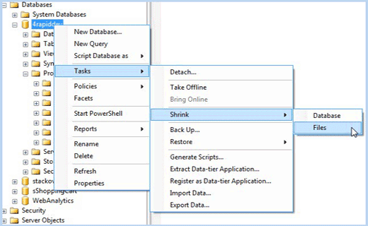 shrink sql log file