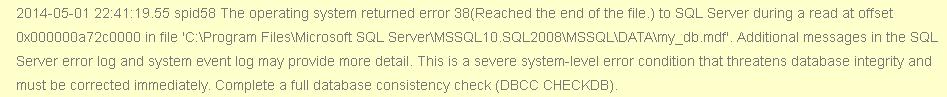 sql error 832