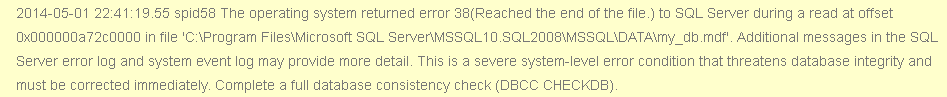 SQL Error 832