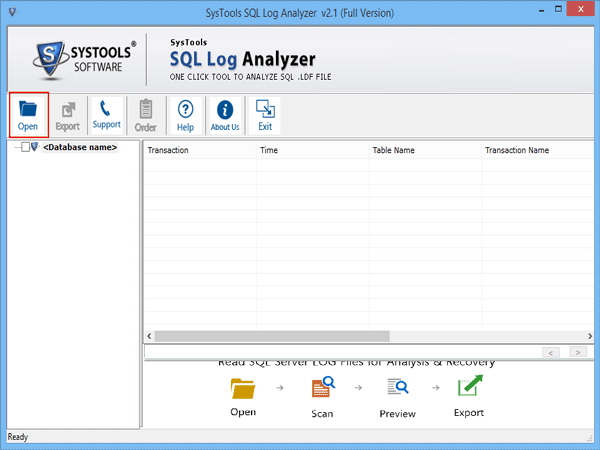 click to open sql log file