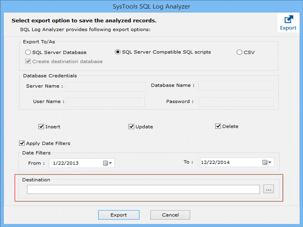 select destination path