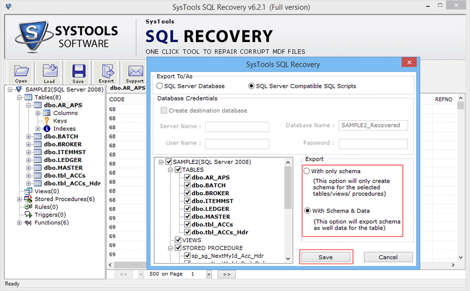 Export Data with Schema or Without Schema